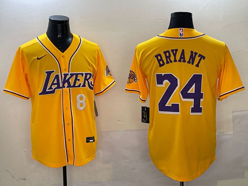 Men Los Angeles Lakers #24 Bryant Yellow Joint Name Nike 2025 NBA Jersey style 11->->NBA Jersey